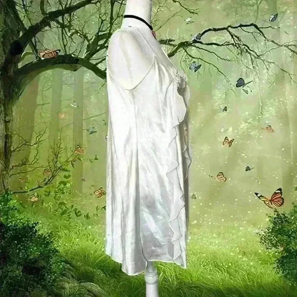 Y2k 90s White 3D Print Floral Ringlet Slip by Flora Size XL - Picture 9 of 10